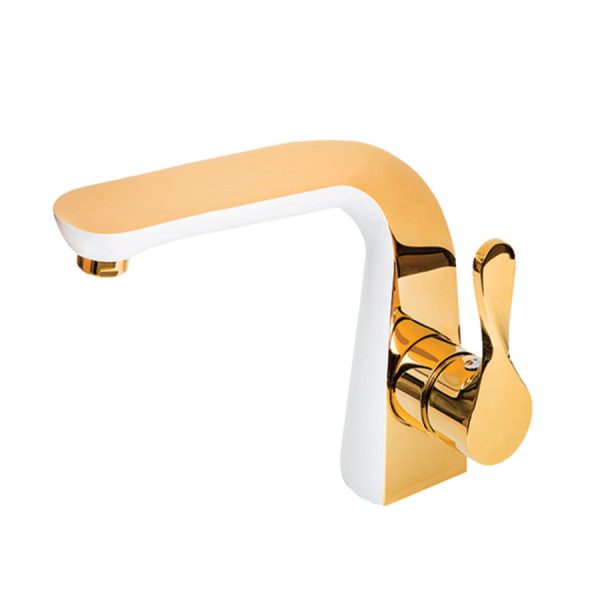 شیرآلات روشویی اهرمی مدل بارسا هانیک رنگ طلایی سفید